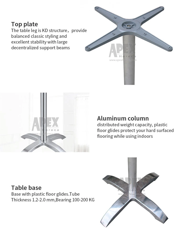 Durable Black Aluminum Table Bases for Restaurant and Cafe