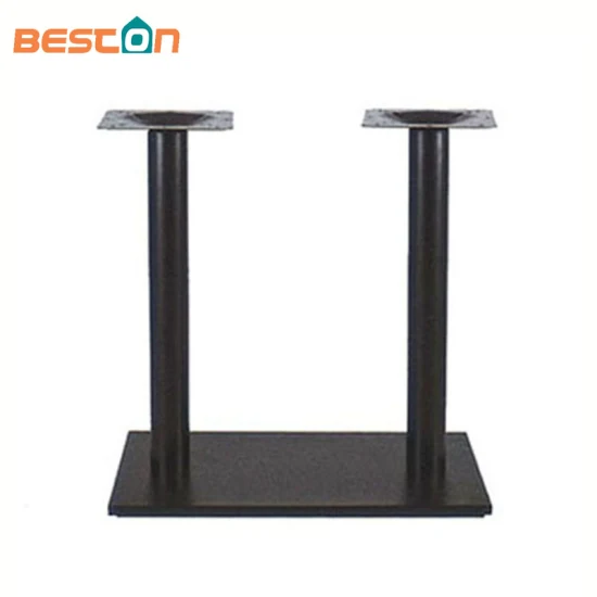 Square Black Metal Customized 2 Table Legs Frame Bottom Metal Table Base